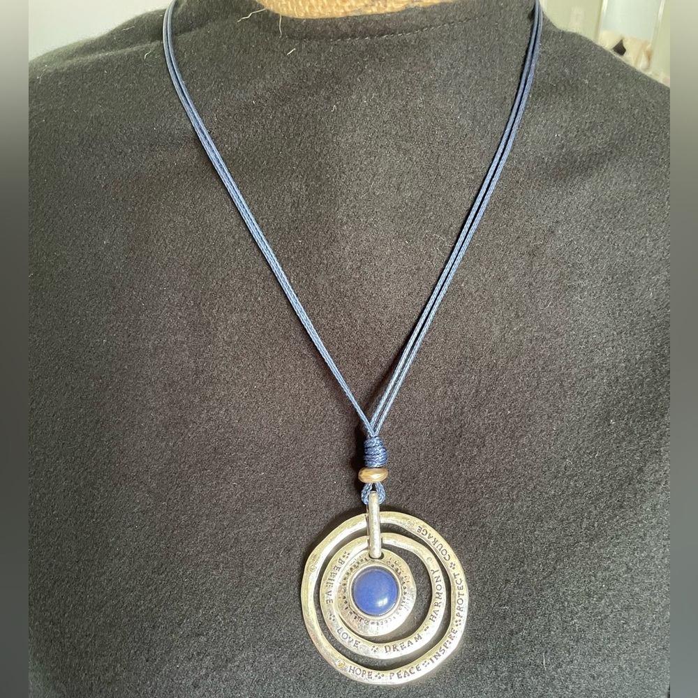 Chico's Silver and Blue Concentric Circle Necklace